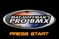 Mat Hoffman's Pro BMX title screen for GameBoy Advance